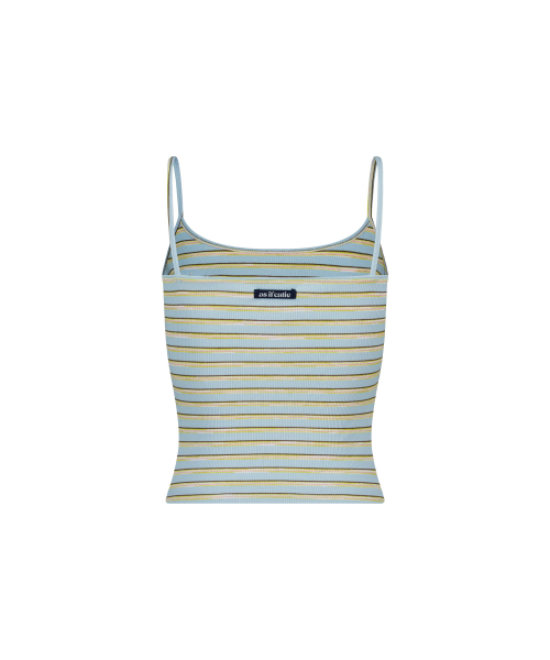 STRIPE ROSE CORSAGE SLEEVELESS SKYBLUE