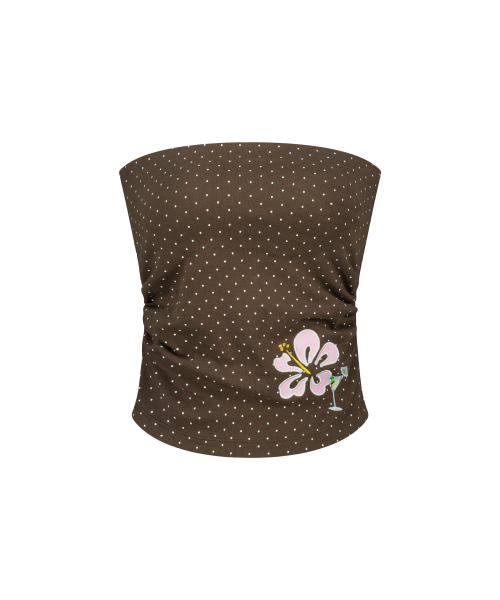 ALOHA DOT PADDED TUBE TOP BROWN