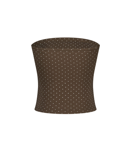 ALOHA DOT PADDED TUBE TOP BROWN