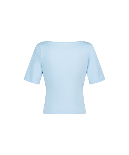 DEEP V SEQUIN WRAP T-SHIRTS SKYBLUE