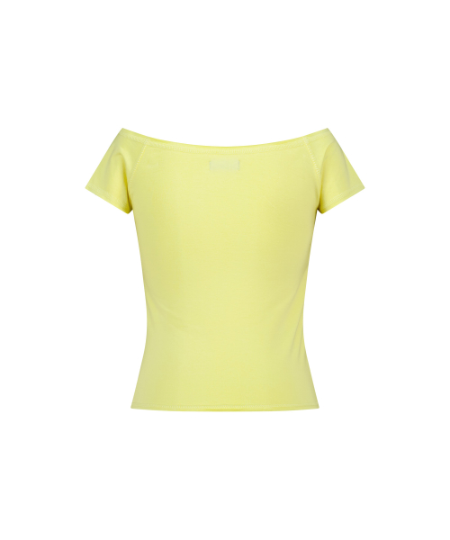 SUNSET RAW EDGE OFF SHOULDER T-SHIRT YELLOW