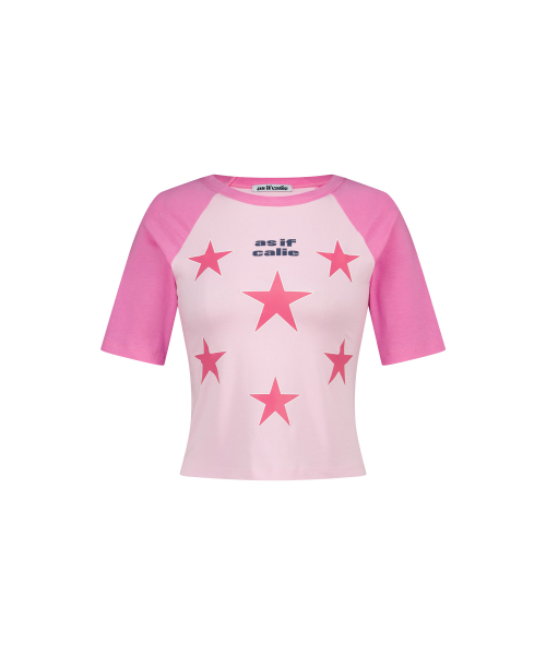 STAR RAGLAN HALF SLEEVE T-SHIRT PINK