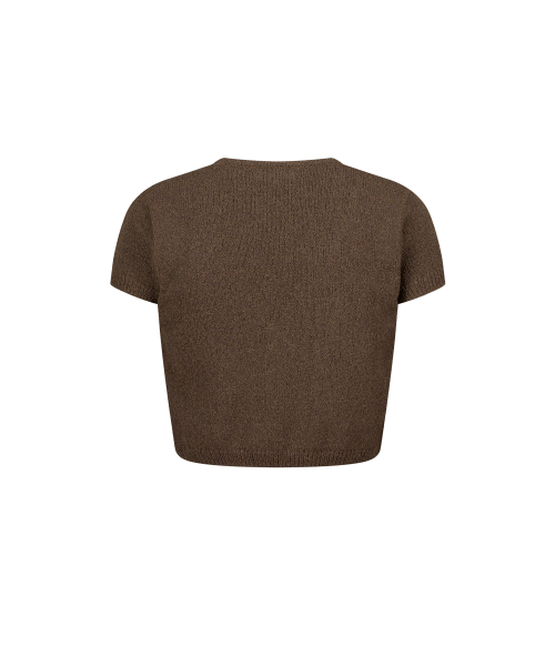 CROPPED KNIT BOLERO SET BROWN