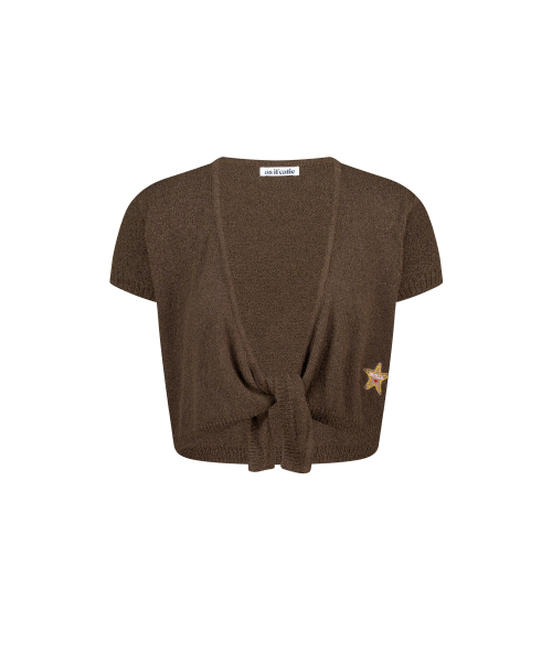 CROPPED KNIT BOLERO SET BROWN