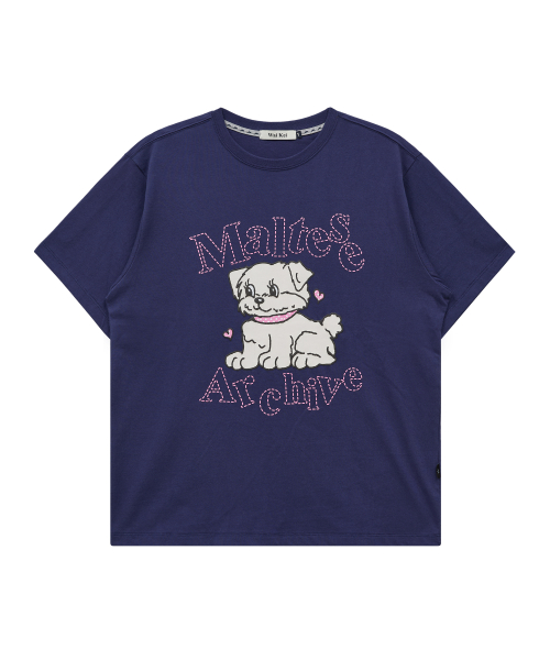 Vintage Gooreum Archive Stitch Half Sleeve T-shirt NAVY