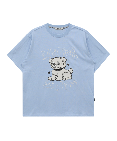Vintage Gooreum Archive Stitch Half Sleeve T-shirt SKYBLUE