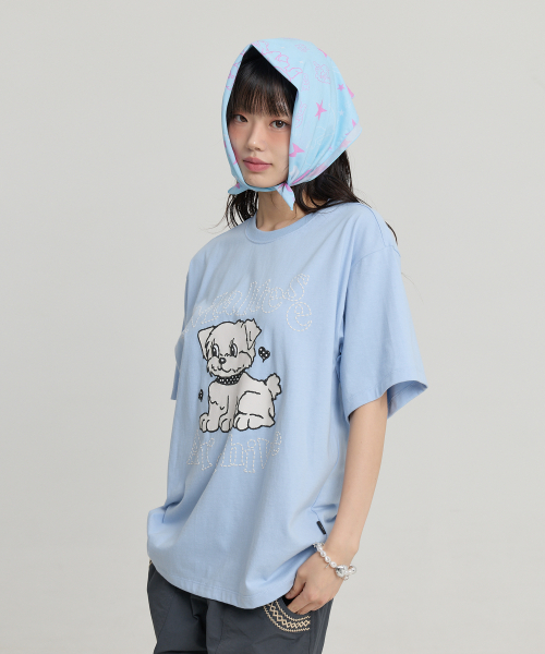 Vintage Gooreum Archive Stitch Half Sleeve T-shirt SKYBLUE