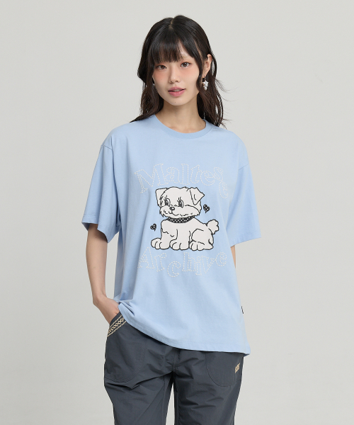 Vintage Gooreum Archive Stitch Half Sleeve T-shirt SKYBLUE
