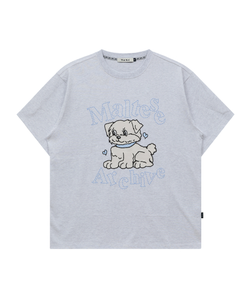 Vintage Gooreum Archive Stitch Half Sleeve T-shirt MELANGE WHITE