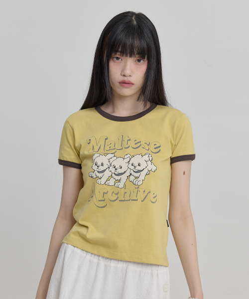 Maltese Archive Ringer Half Sleeve T-shirt Ver.2 YELLOW