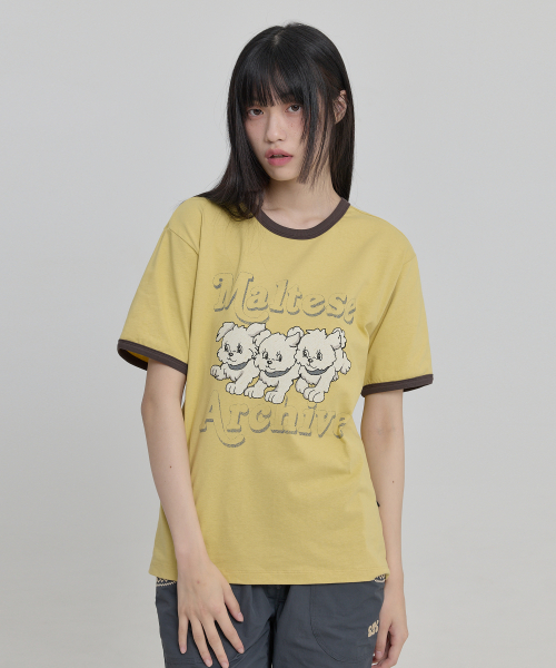 Maltese Archive Ringer Half Sleeve T-shirt Ver.2 YELLOW