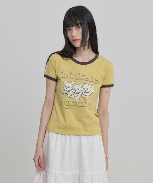 Maltese Archive Ringer Half Sleeve T-shirt Ver.2 YELLOW