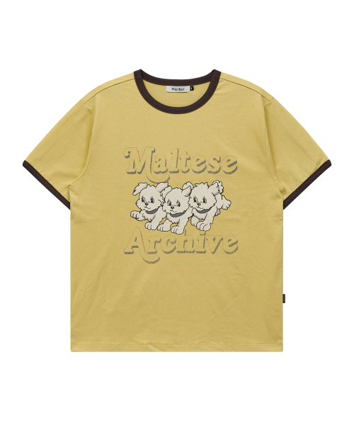 Maltese Archive Ringer Half Sleeve T-shirt Ver.2 YELLOW