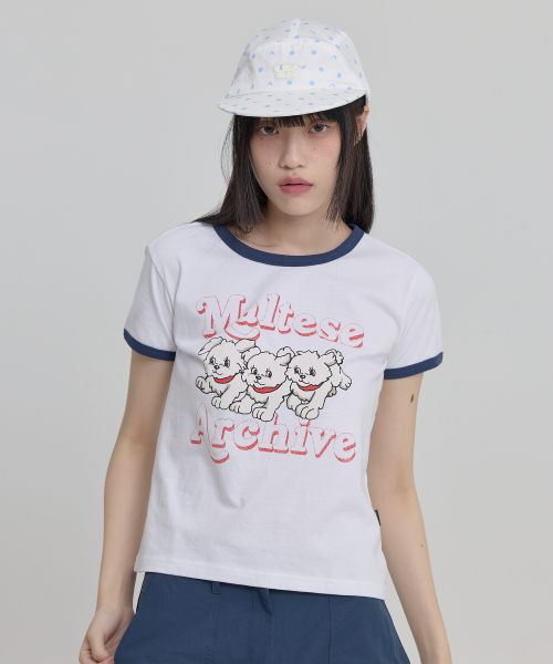 Maltese Archive Ringer Half Sleeve T-shirt Ver.2 WHITE