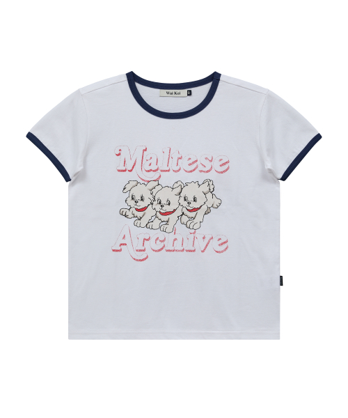 Maltese Archive Ringer Half Sleeve T-shirt Ver.2 WHITE