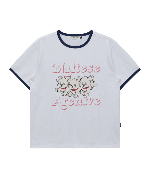 Maltese Archive Ringer Half Sleeve T-shirt Ver.2 WHITE