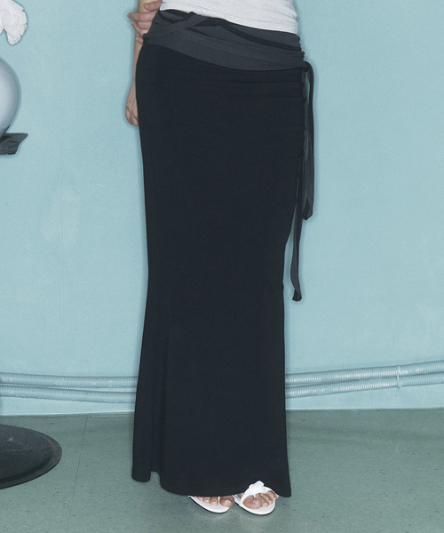 Ina Shirring Long Skirt (Black)
