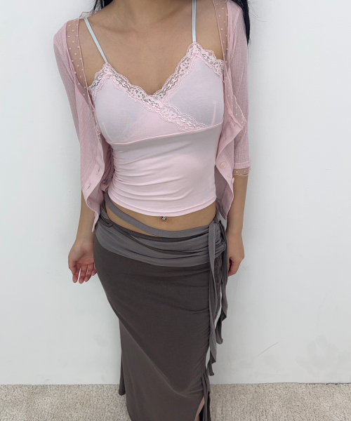 Ina Shirring Long Skirt (Khaki)