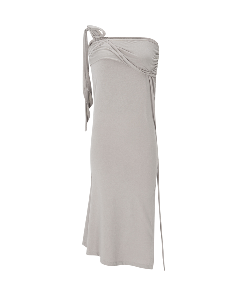 Ina Shirring Long Skirt (Ash Beige)