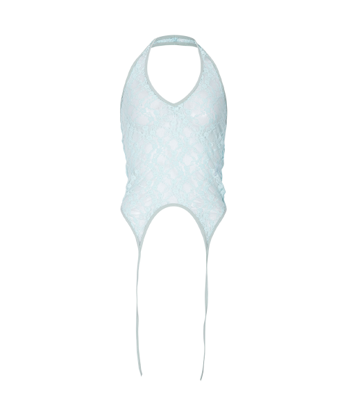 Lua Garter Lace Halter Sleeveless Top (Mint)
