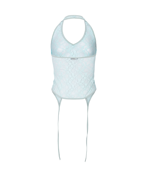 Lua Garter Lace Halter Sleeveless Top (Mint)