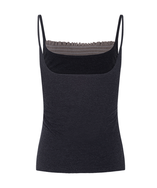 Isla Smocked Sleeveless Top (Melange Black)