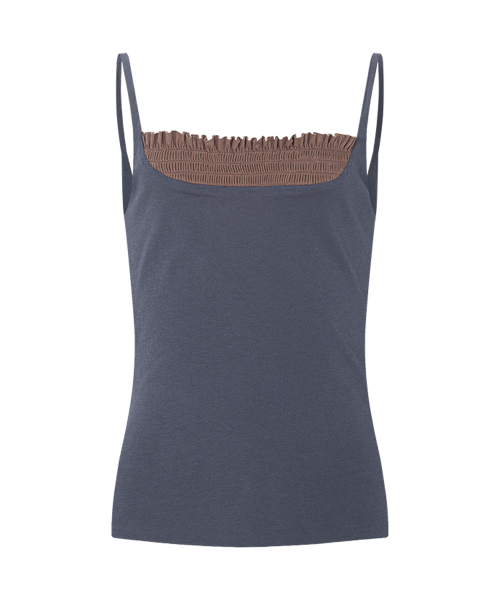 Isla Smocked Sleeveless Top (Blue)