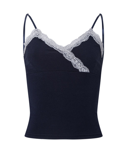 Flora Lace Sleeveless Top (Navy)