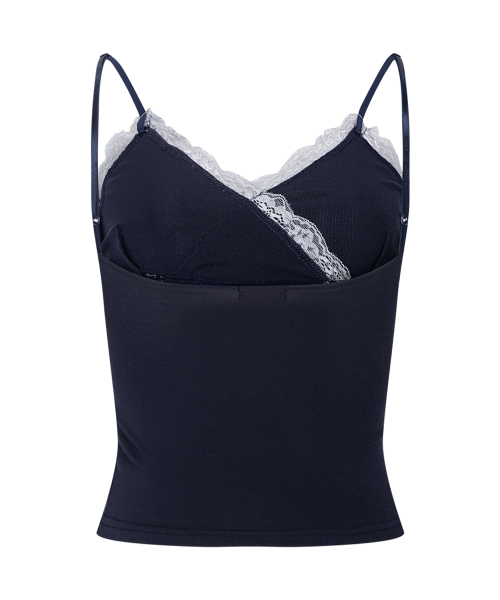 Flora Lace Sleeveless Top (Navy)