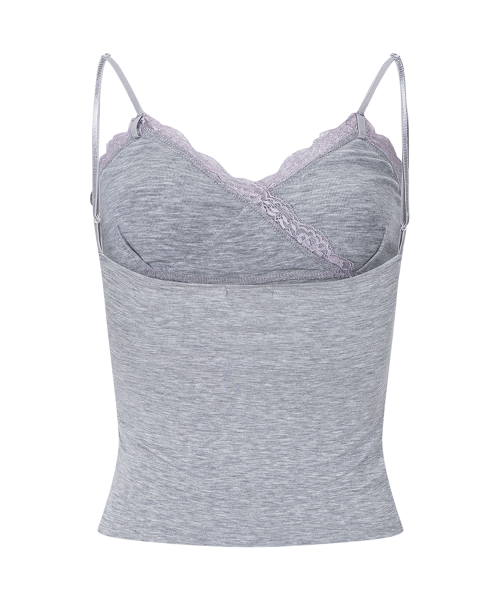 Flora Lace Sleeveless Top (Melange Grey)