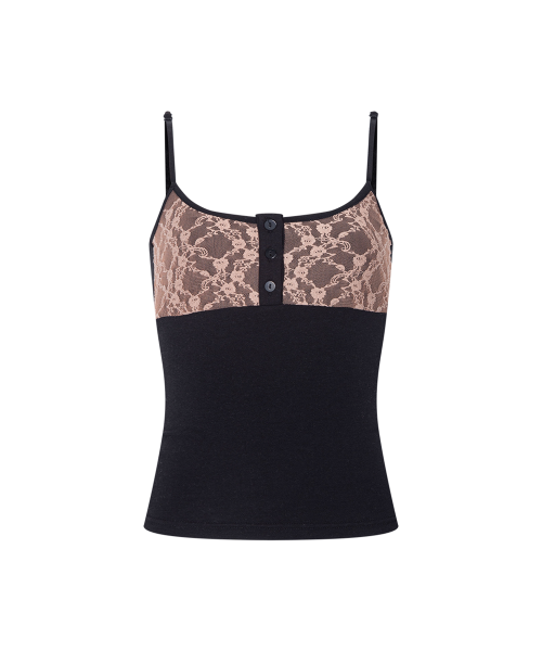 Leni Lace Sleeveless Top (Black)