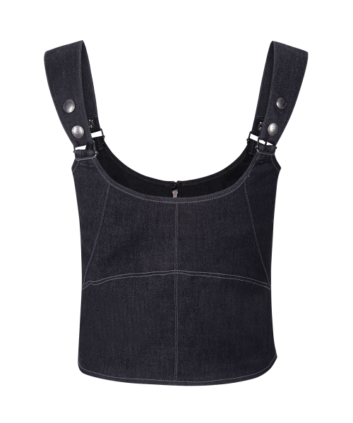 Niv Panel Zip-Up Sleeveless Top (Indigo)