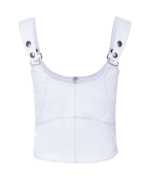 Niv Panel Zip-Up Sleeveless Top (White)