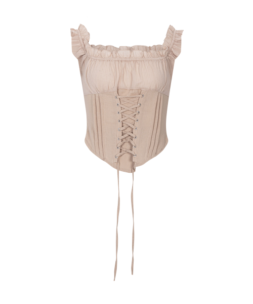Della Corset Shirt Top (Sand Beige)