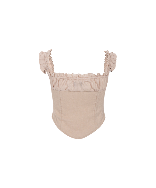 Della Corset Shirt Top (Sand Beige)