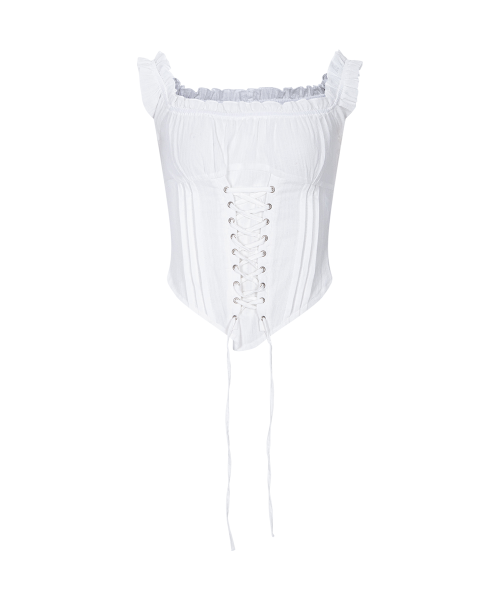 Della Corset Shirt Top (White)