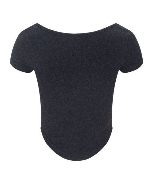 Kaya Button Shirring Short Sleeve Top (Melange Black)