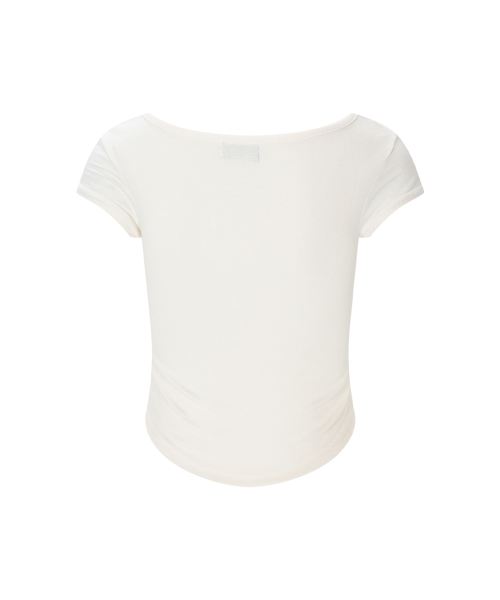 Vera Lace Shirring Short Sleeve Top (Ivory)