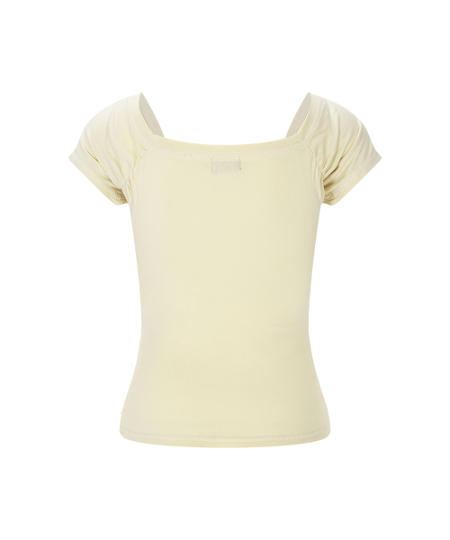 Marin Strap Shirring Short Sleeve Top (Lemon)