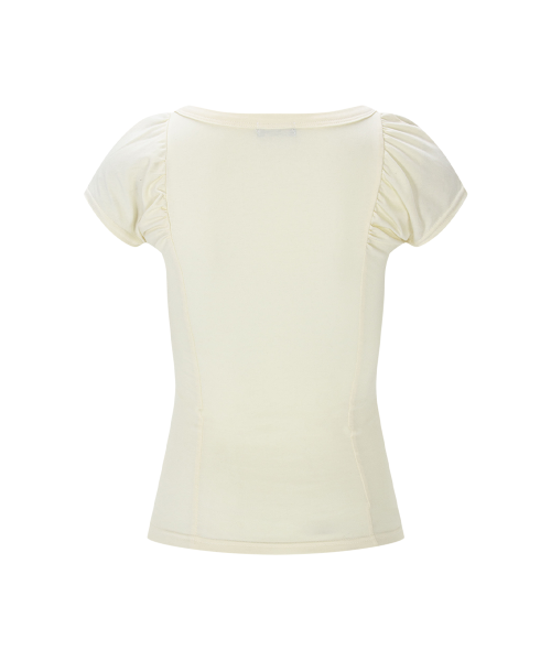 Sia Button Shirring Short Sleeve Top (Lemon)