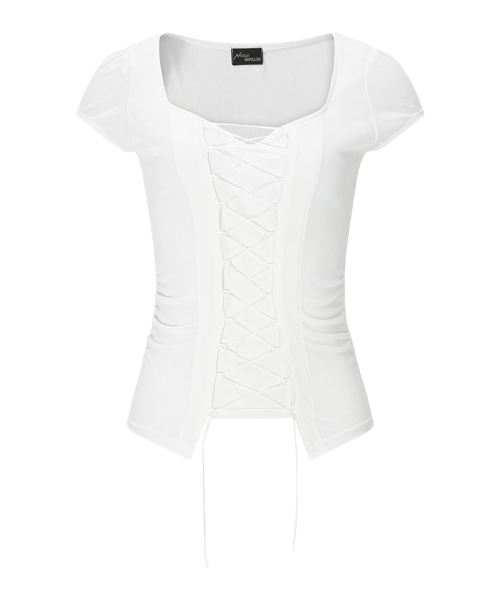 Heren Corset Short Sleeve Top (Ivory)