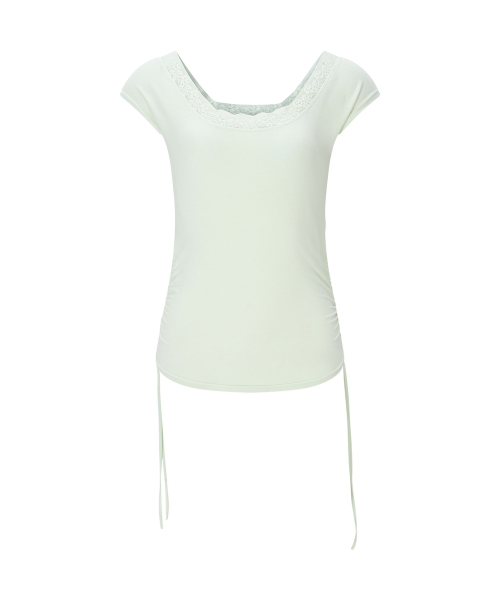 Maya Lace Shirring Short Top (Mint)