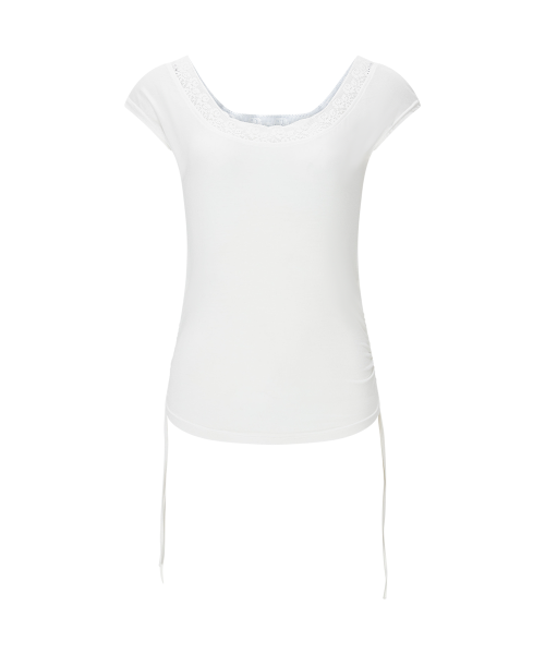 Maya Lace Shirring Short Top (White)
