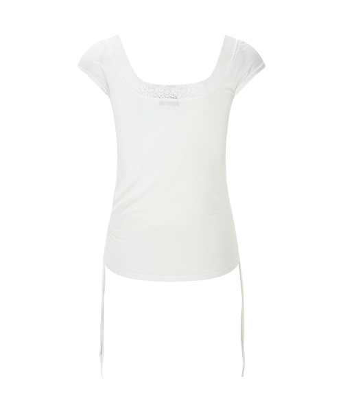 Maya Lace Shirring Short Top (White)