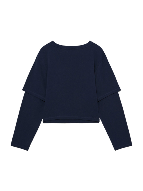 G DOUBLE SLEEVE LETTER TEE (NAVY)