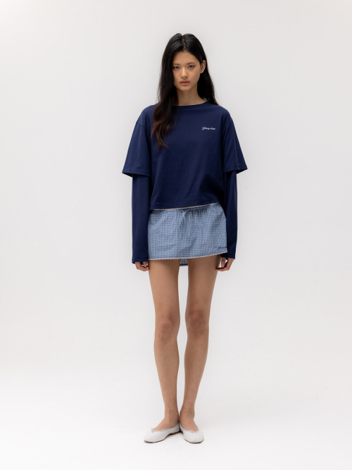 G DOUBLE SLEEVE LETTER TEE (NAVY)