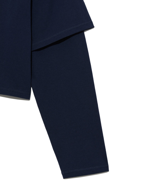 G DOUBLE SLEEVE LETTER TEE (NAVY)
