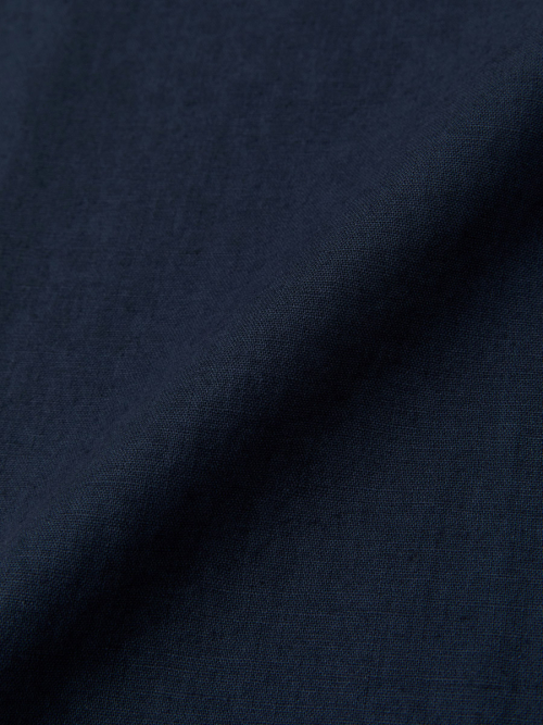 G BELTED LINEN WIDE PANTS (NAVY)