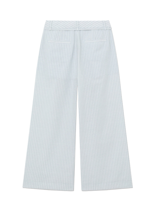 G BELTED LINEN WIDE PANTS (BLUE)