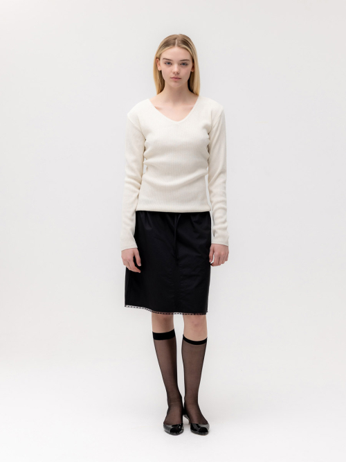 G CLASSIC LACE-UP MIDI SKIRT (BLACK)